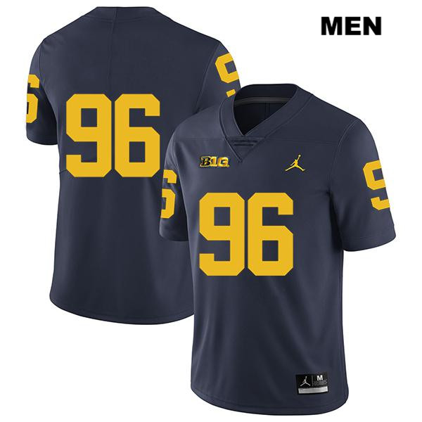 Men's NCAA Michigan Wolverines Julius Welschof #96 No Name Navy Jordan Brand Authentic Stitched Legend Football College Jersey KV25D71XW